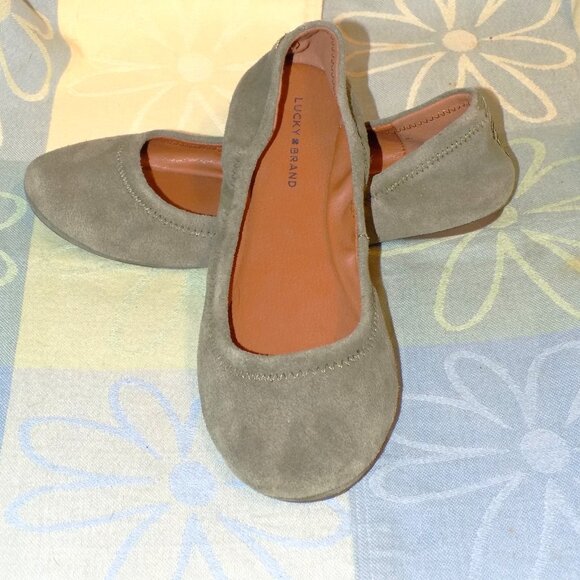 Lucky Brand LP-Erin Muted Olive Suede Ballet Flats Size 7.5 - Picture 6 of 6